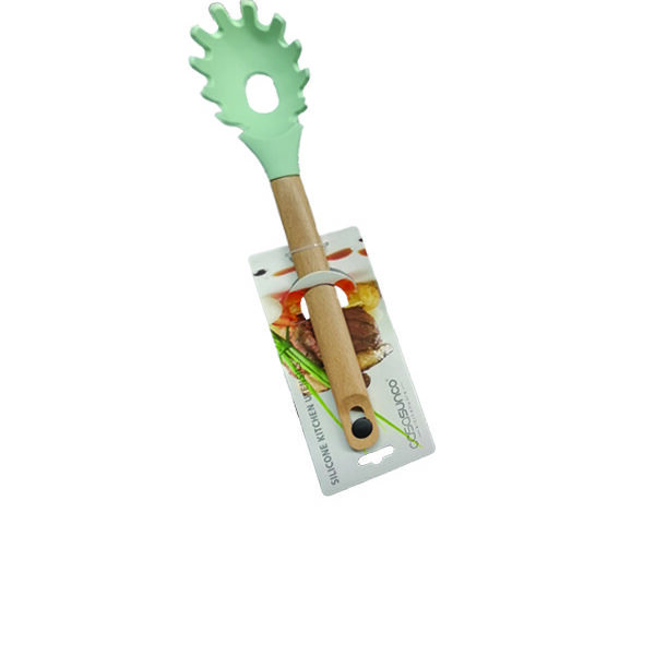 Κουτάλα μακαρονιών σιλικόνης με ξύλινη λαβή