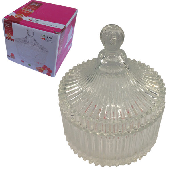 Γυάλινη φοντανιέρα με καπάκι Φ10,5cm