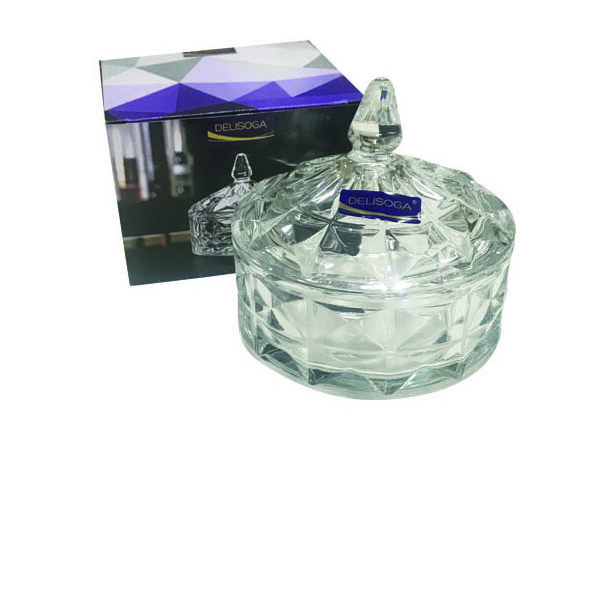 Γυάλινη φοντανιέρα με καπάκι Φ13cm