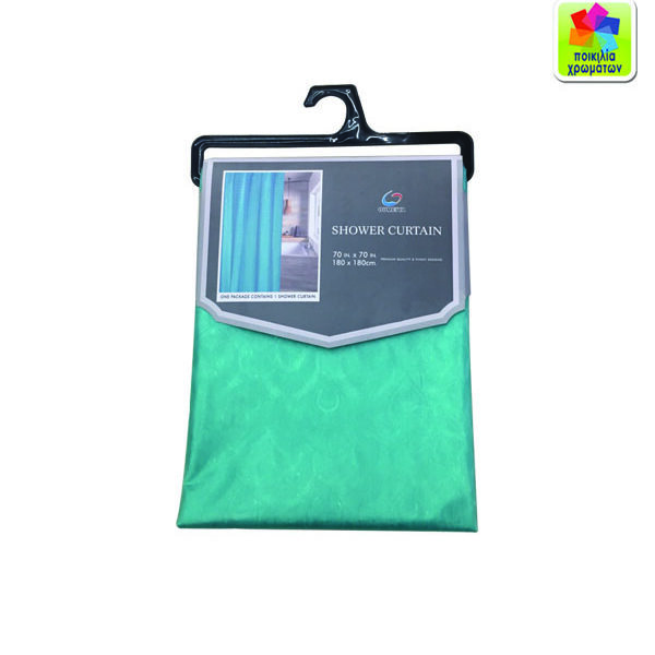 Σετ πλαστική ημιδιάφανη κουρτίνα μπάνιου 180x180cm με κρίκους