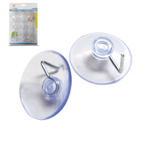 Σετ 12 διάφανα βεντουζάκια τοίχου Φ4cm με μεταλλικό γαντζάκι