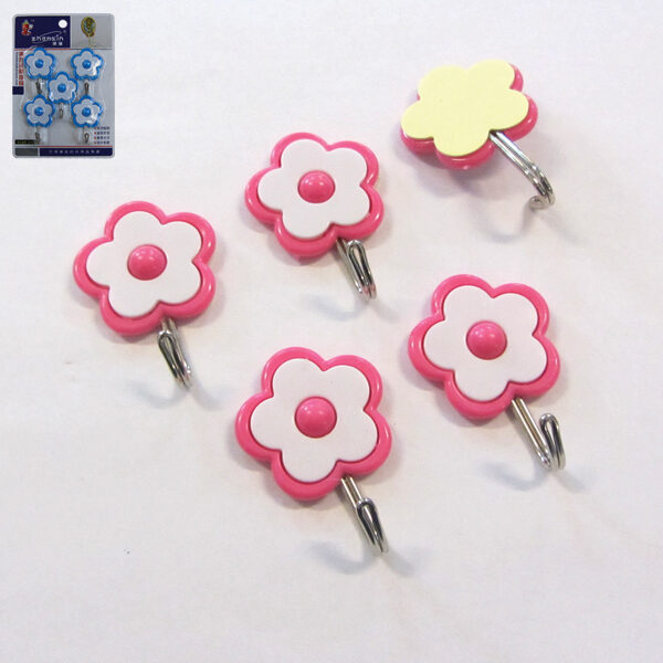 Σετ 5 αυτοκόλλητα κρεμαστράκια μαργαρίτες με μεταλλικό γαντζάκι μαργαρίτες