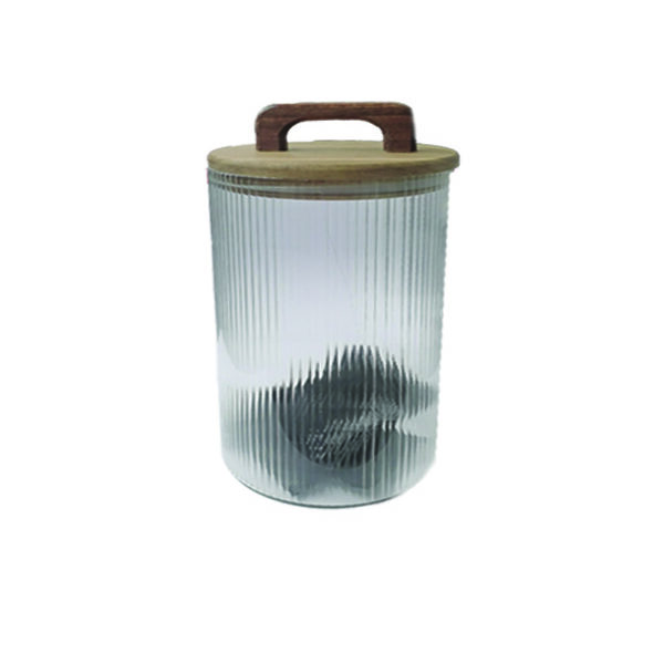 Βάζο γυάλινο με ξύλινο πώμα φ10x 29cm