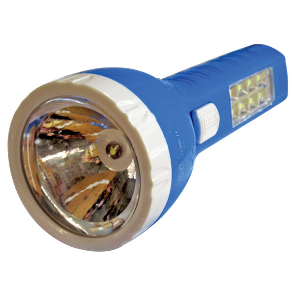 Πλαστικός επαναφορτιζόμενος φακός led 700mAh με 8 led στην λαβή