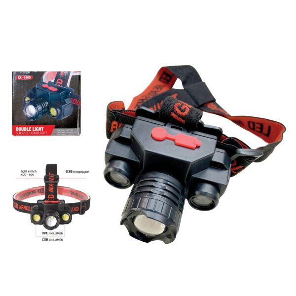 Επαναφορτιζόμενος φακός κεφαλής led