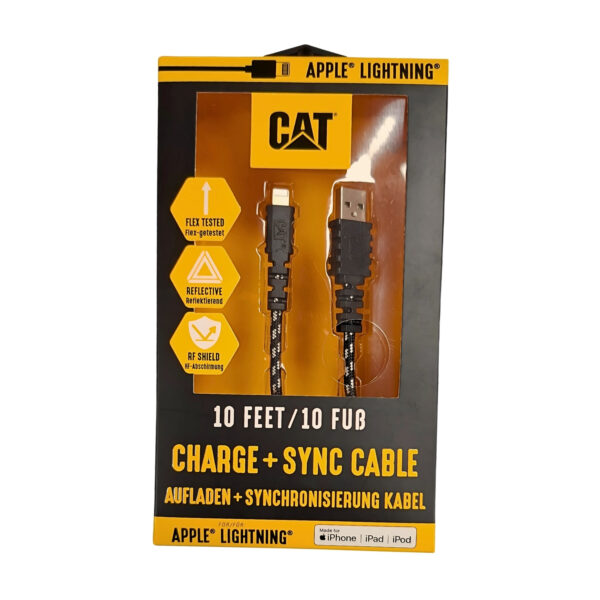 CAT Καλώδιο φόρτισης USB to Lightning 12W μαύρο 3m ACLG