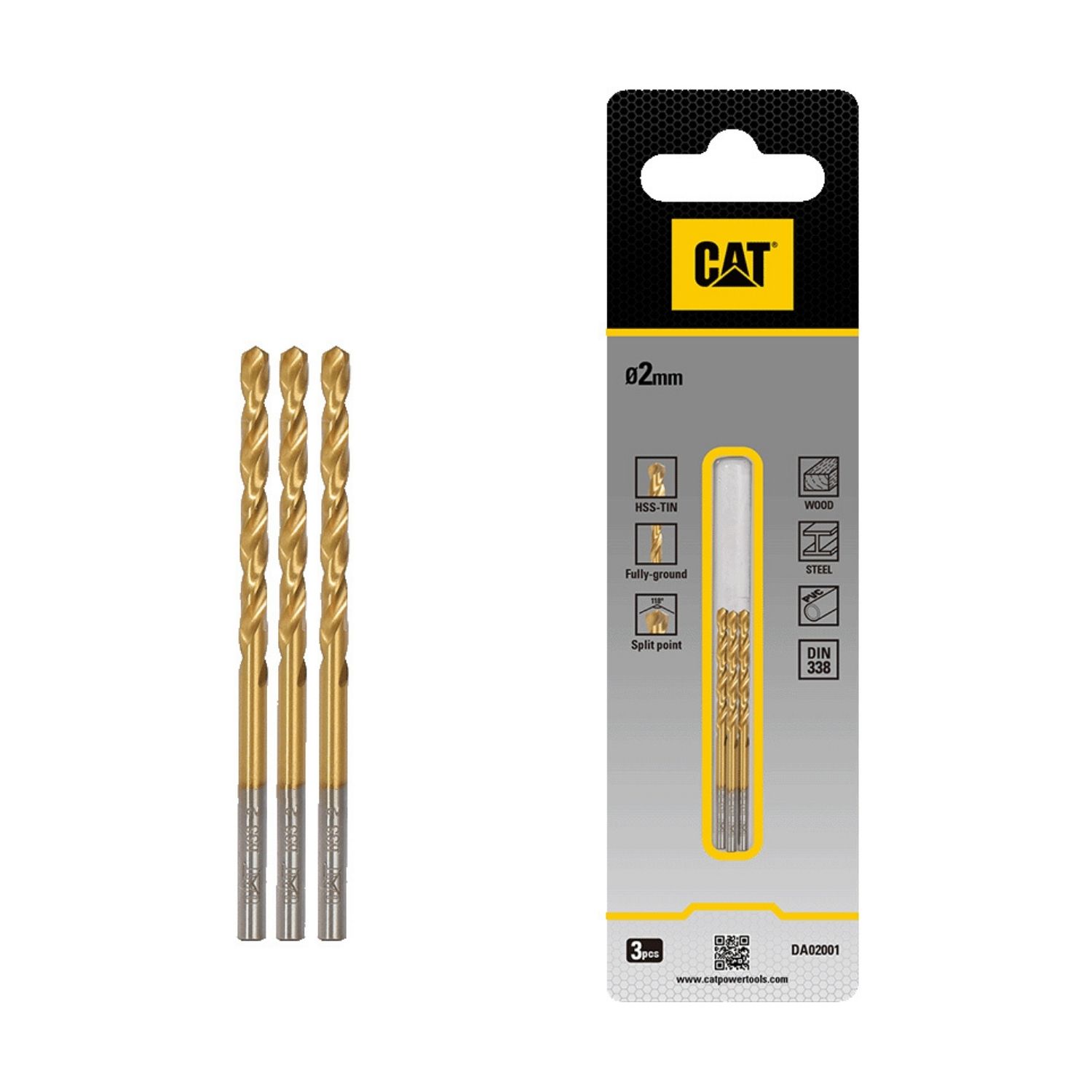 02-3428 CAT Τρυπάνι τιτανίου HSS σετ:3τεμ 2x49mm DA02001 - Image 1