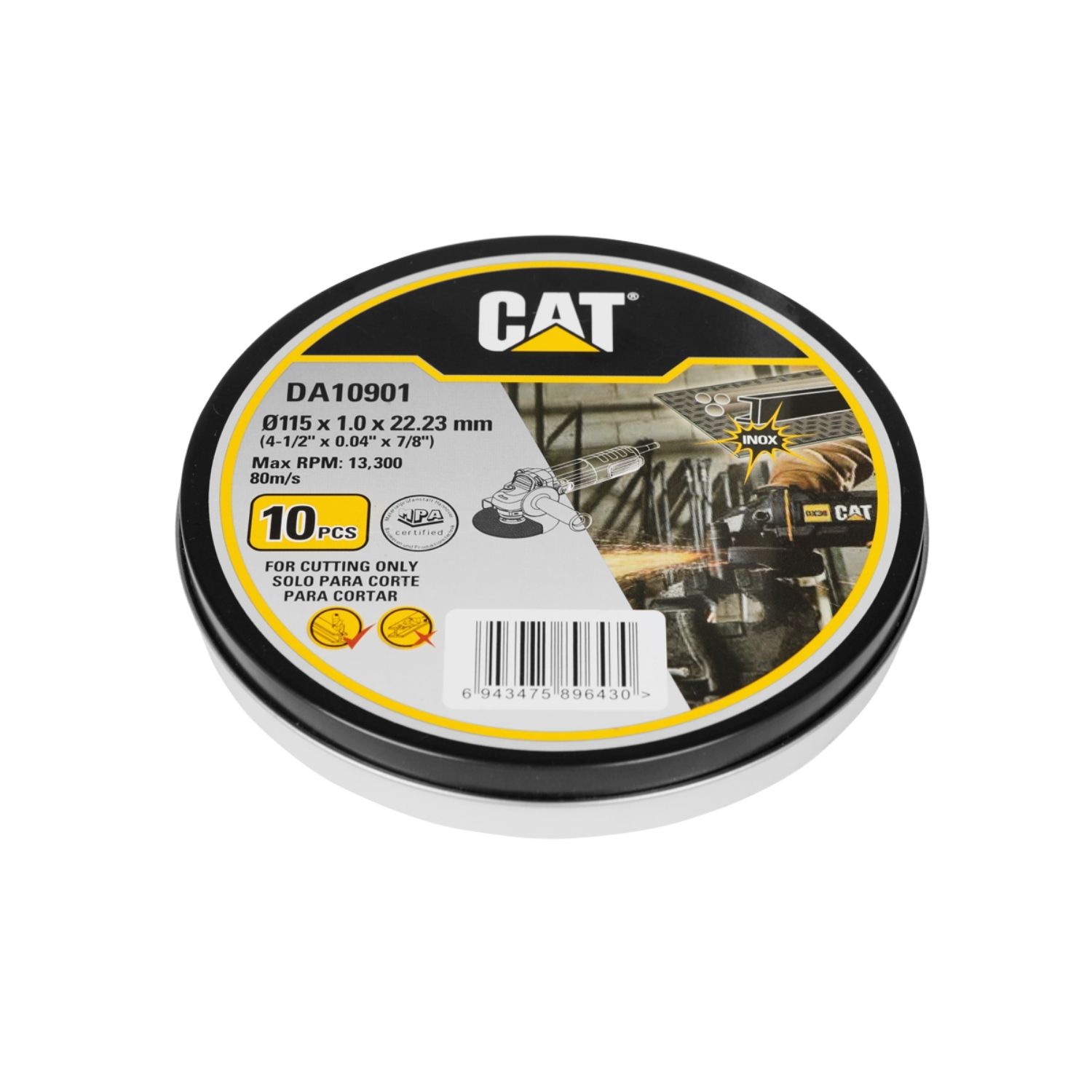 02-3451 CAT Τροχός κοπής inox 115x1mm σε μεταλικό κουτί DA10901 (τιμή/τεμ) - Image 1