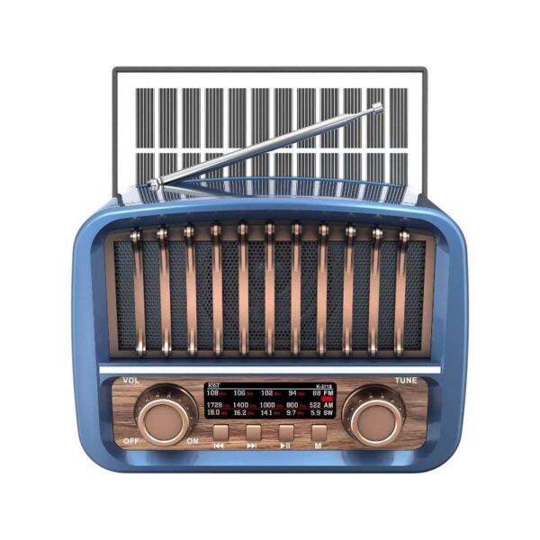 Επαναφορτιζόμενο ραδιόφωνο Retro με ηλιακό πάνελ - K-371S - 023719 - Blue
