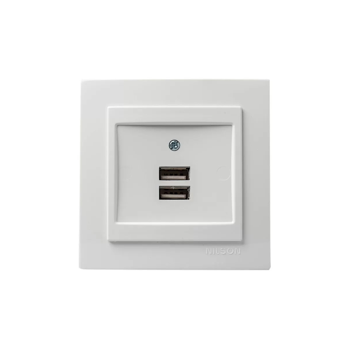 05-7164 GEYER ΧΩΝΕΥΤΗ ΠΡΙΖΑ ΡΕΥΜΑΤΟΣ ΜE 2 Θύρες USB NILSON ΛΕΥΚΗ 24111081 - Image 1