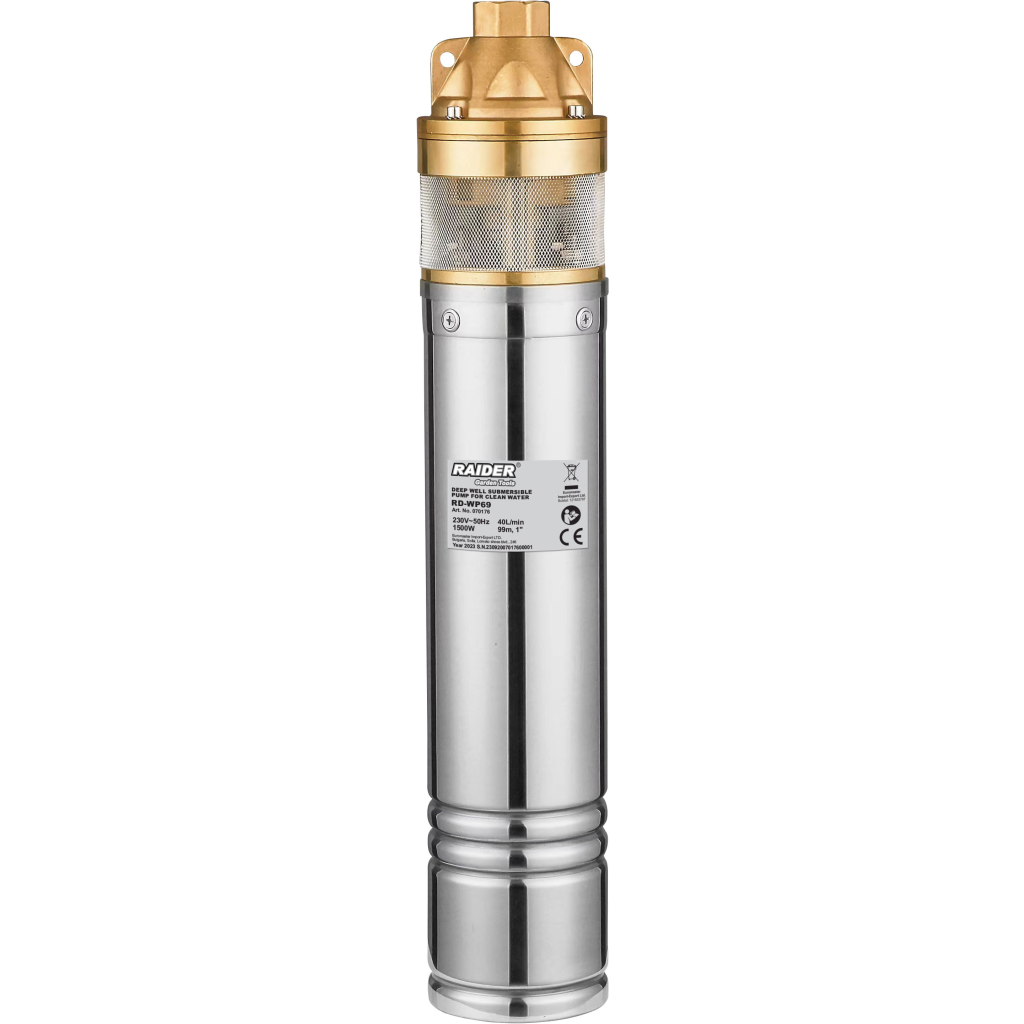 070176 RAIDER Αντλία γεωτρήσεων ομβρίων RD-WP69 1500W 1" 40L/min 99m 070176 - Image 1