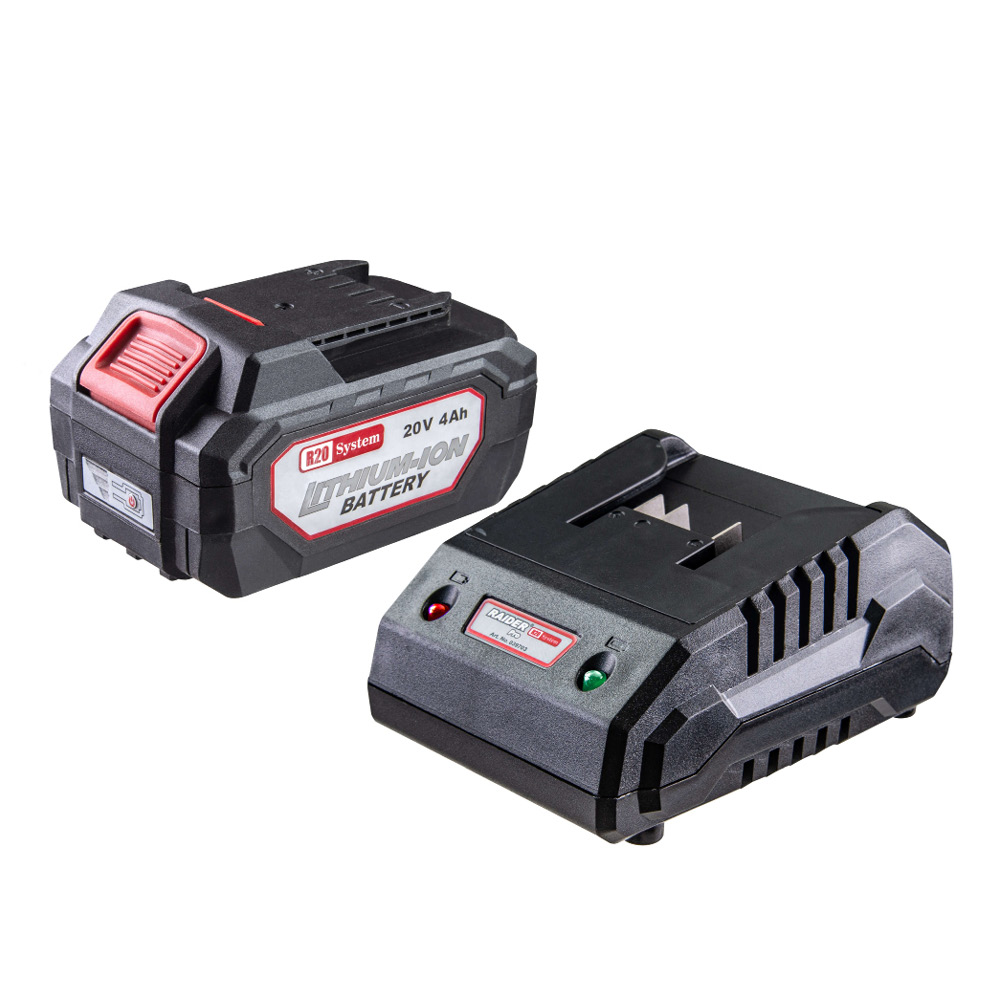 10-6072 RAIDER R20 Φορτιστής & μπαταρία Li-ion 20V 4Ah/1h RDP-R20 131167 - Image 1