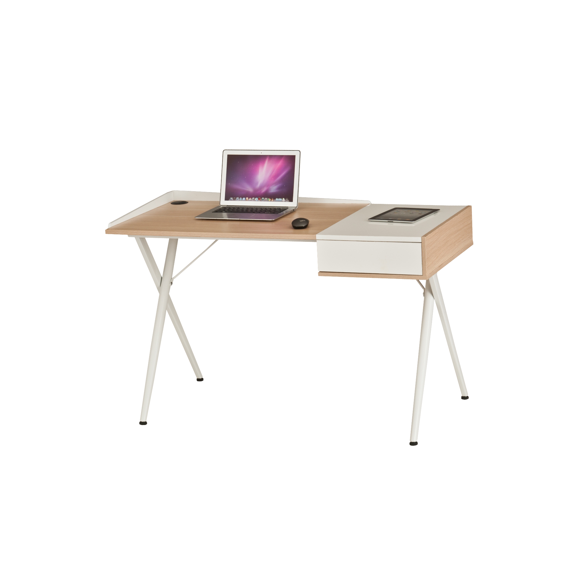 100-01167 Γραφείο εργασίας σε χρώμα λευκό-δρυς 125x60x79 - Image 1