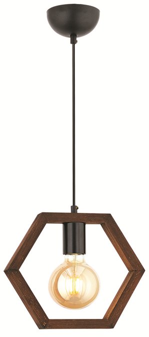 100-01689 Μονόφωτο "DENSO" κρεμαστό φωτιστικό σε χρώμα καφέ/μαύρο - Image 1