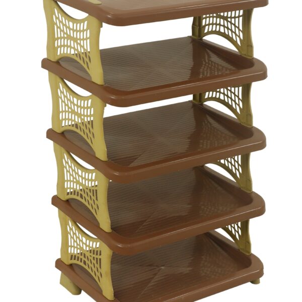 Παπουτσοθήκη με 5 ράφια σε καφέ/μπεζ 48x30x82