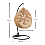 Κρεμαστή κούνια - φωλιά "ARIA" με wicker σε χρώμα φυσικό & μαύρα μαξιλάρια 105x80x195 - Image 3