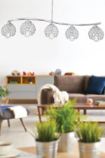 Φωτιστικό πεντάφωτο "CAROLINA" μεταλλικό σε χρώμα ασημί Φ15 Ε27 - Image 3