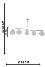 Φωτιστικό πεντάφωτο "CAROLINA" μεταλλικό σε χρώμα ασημί Φ15 Ε27 - Image 5