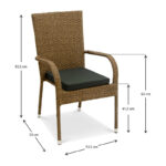Σετ τραπεζαρίας "VANELLA" 5τμχ από wicker σε καφέ χρώμα 150x90x77 - Image 8