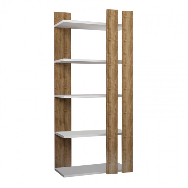 100-02881 Ραφιέρα "DOUBLE" σε χρώμα σκούρο καρυδί 80x23x160 - Image 1