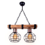 Φωτιστικό "NORDIC" δίφωτο από ξύλο σε χρώμα μαύρο 40x15x60 E27