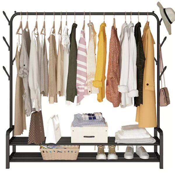 Κρεμάστρα δαπέδου "ZENIA" από μέταλλο σε χρώμα μαύρο 125x34x155