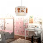 Φωτιστικό παιδικό μονόφωτο "ΖΩΑΚΙΑ ΤΟΥ ΔΑΣΟΥΣ" από ύφασμα σε εκρού χρώμα Ε27 Φ30x70 - Image 2