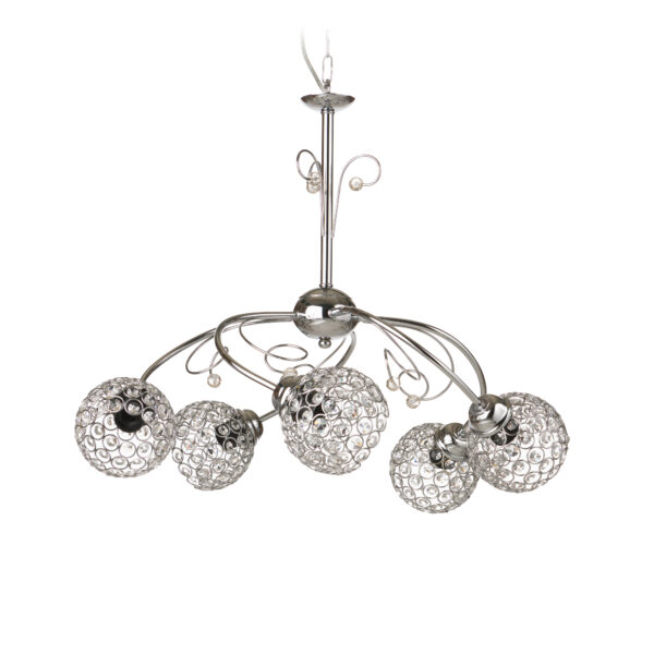 Φωτιστικό οροφής ''CAROLINA PLUS'' chrome-νίκελ 5φωτο Φ58 E27