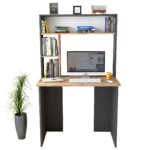 Γραφείο με ραφιέρα "VIANA" σε χρώμα atlantic pine/ανθρακί 90x52x148