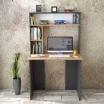 Γραφείο με ραφιέρα "VIANA" σε χρώμα atlantic pine/ανθρακί 90x52x148 - Image 4