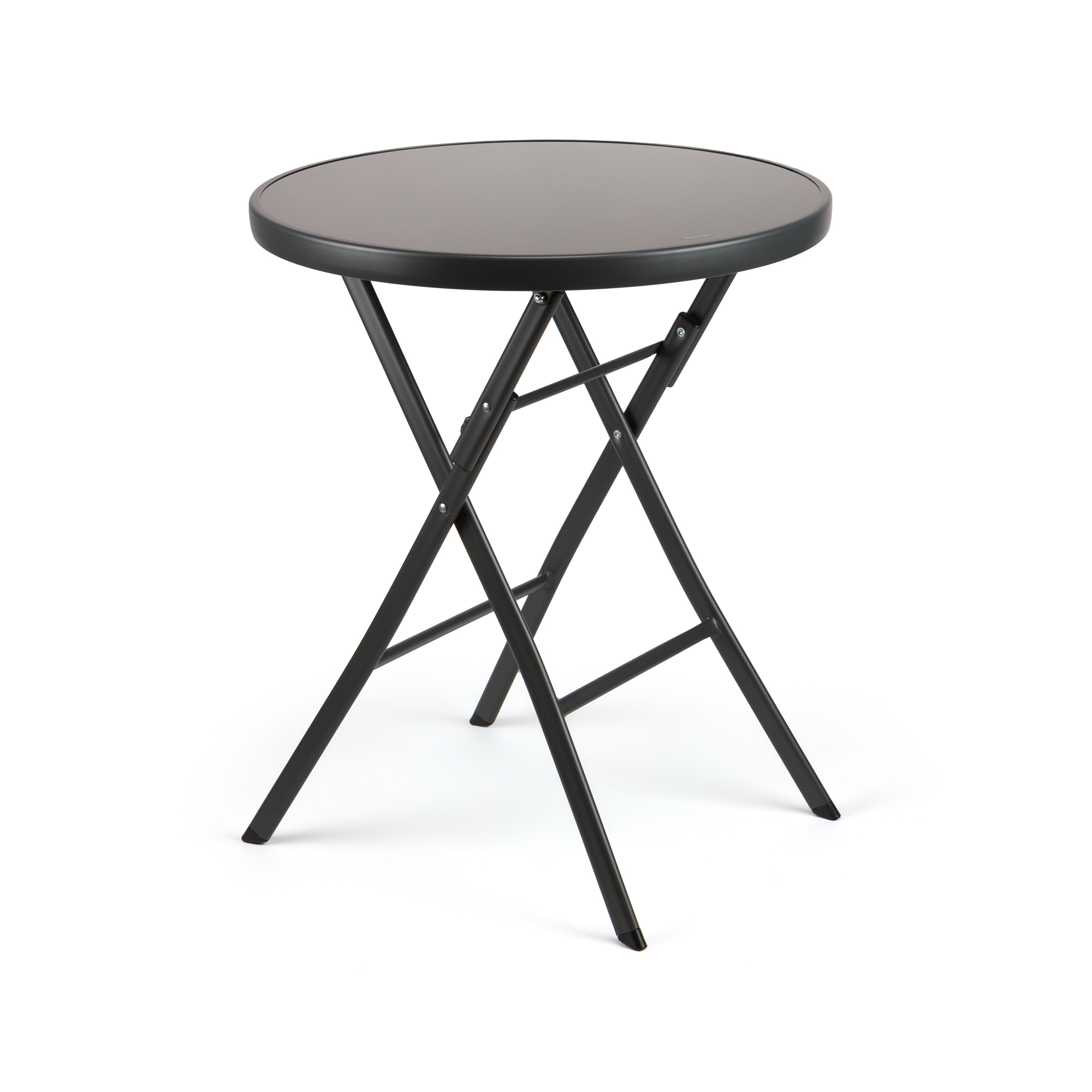 100-03707 Πτυσσόμενο τραπέζι στρόγγυλο "Endo" απο μέταλλο σε γκρι-ανθρακί 60x70 - Image 1