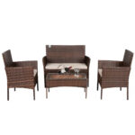Σαλόνι κήπου Calma σετ 4τμχ rattan cappuccino-ύφασμα μπεζ - Image 2