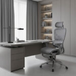 Καρέκλα γραφείου διευθυντή με υποπόδιο LINUX mesh γκρι 61x63x117/125 - Image 2