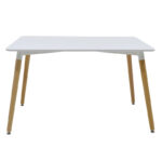 Τραπέζι Snow MDF λευκό-πόδια φυσικό 120x70x76εκ - Image 3