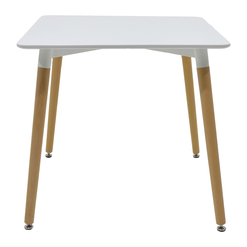 100-03847-1 Τραπέζι Snow MDF λευκό-πόδια σε φυσική απόχρωση 80x80x76εκ - Image 1