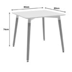 Τραπέζι Snow MDF λευκό-πόδια σε φυσική απόχρωση 80x80x76εκ - Image 3