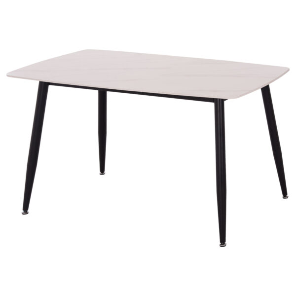 Τραπέζι Rav λευκό μαρμάρου sintered stone-μαύρο μέταλλο 120x70x75