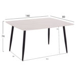 Τραπέζι Rav λευκό μαρμάρου sintered stone-μαύρο μέταλλο 140x80x75 - Image 2