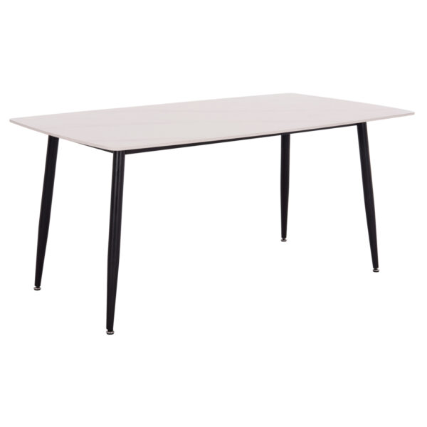 Τραπέζι Rav λευκό μαρμάρου sintered stone-μαύρο μέταλλο 160x90x75
