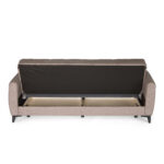 Καναπές-κρεβάτι με αποθηκευτικό χώρο τριθέσιος Milos μπεζ-καφε ύφασμα 210x78x85 - Image 3