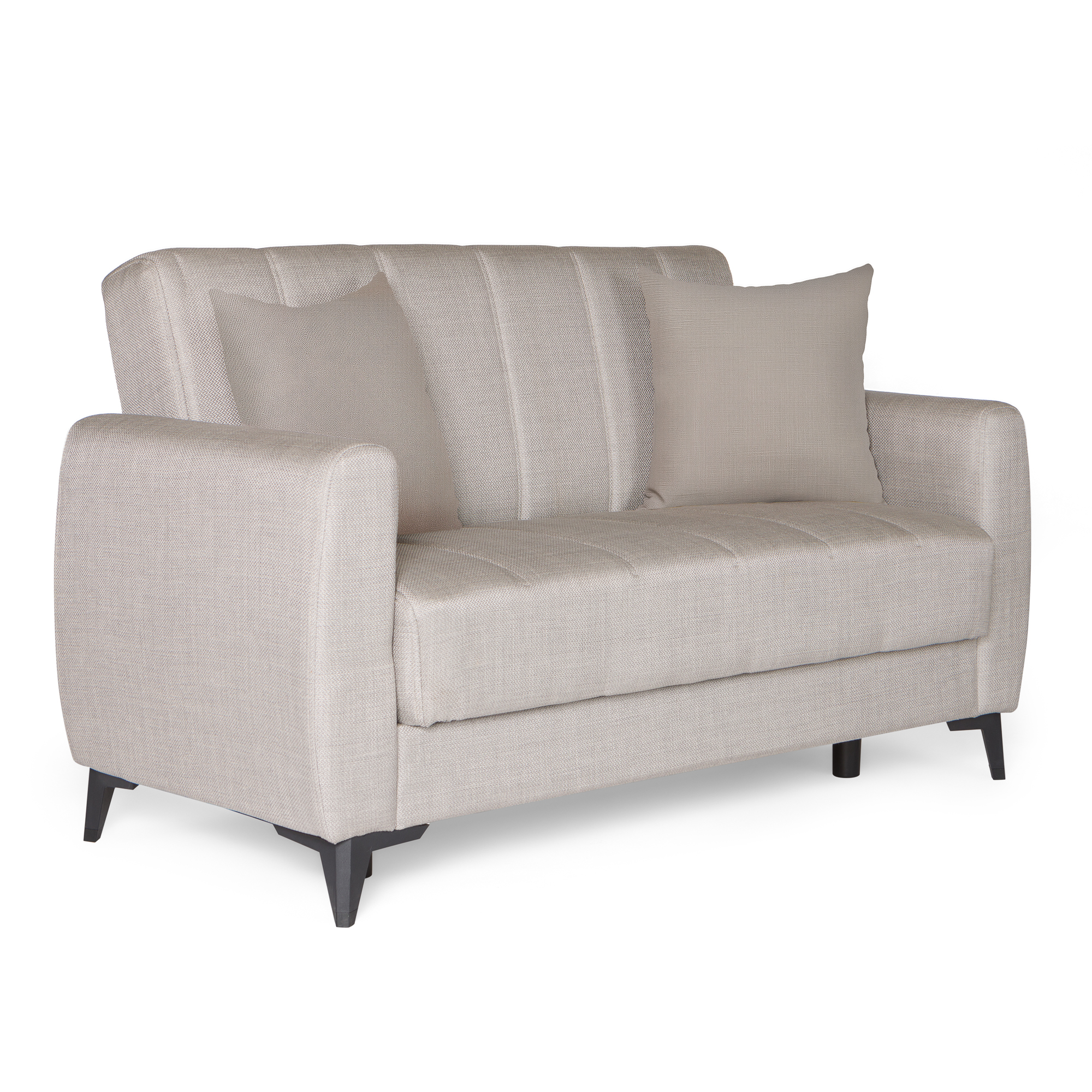 100-03887 Καναπές-κρεβάτι με αποθηκευτικό χώρο διθέσιος Milos μπεζ-γκρι ύφασμα 148x78x85 - Image 1