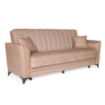 Καναπές-κρεβάτι με αποθηκευτικό χώρο τριθέσιος Anna μπεζ ύφασμα 227x85x97