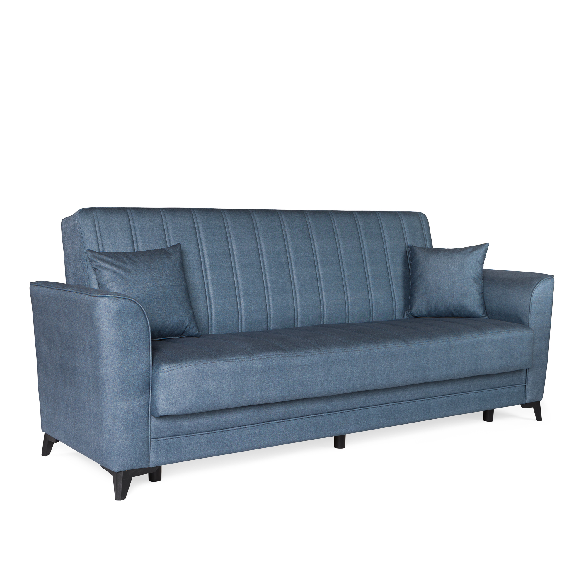 100-03892 Καναπές-κρεβάτι με αποθηκευτικό χώρο τριθέσιος Anna γκρι-μπλε ύφασμα 227x85x97 - Image 1