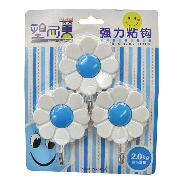 Σετ 3 αυτοκόλλητα κρεμαστράκια τοίχου - Μαργαρίτες