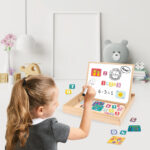 HappiHobbi Magnet Ξύλινος Μαγνητικός Επιτραπέζιος Πίνακας 2 Όψεων Με 35 Εκπαιδευτικούς Μαγνήτες Για - Image 4