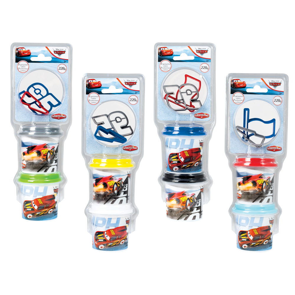 1045-03551-6390ee42b350aaa238b1ee47 AS Πλαστελίνη Disney Cars 2 Βαζάκια Με Καπάκια Καλουπάκια Και 2 Κόφτες 228gr Για 3+ Χρονών - Image 1