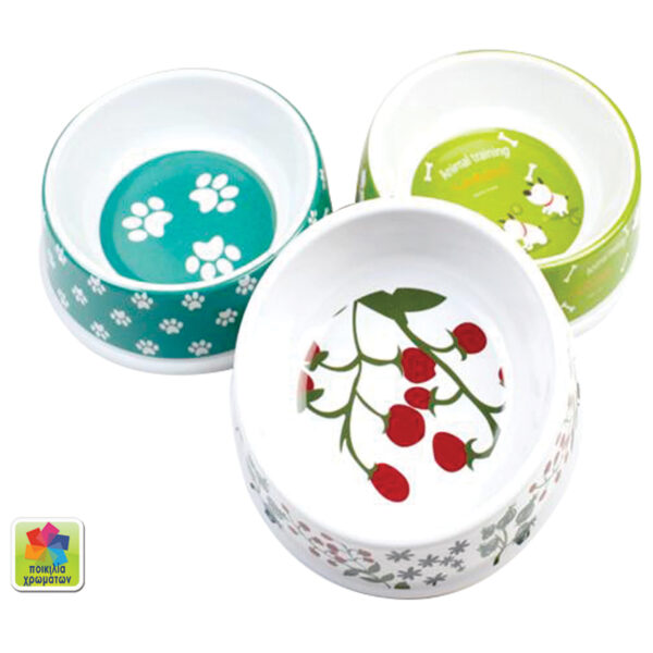 Μπόλ φαγητού σκύλου σε διάφορα σχέδια