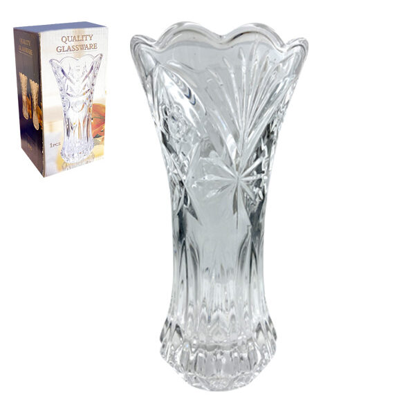 Διάφανο γυάλινο βάζο 19cm