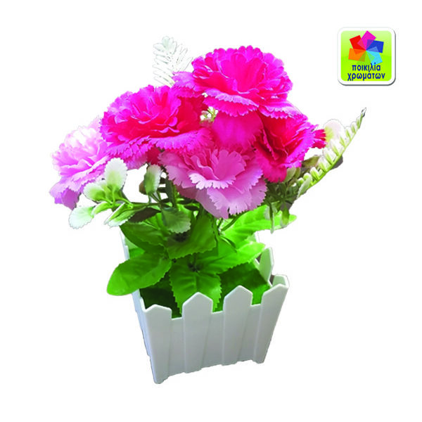 Γλαστράκι πλαστικό με λουλούδια 20cm