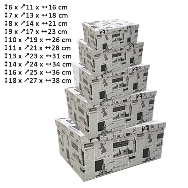 Σετ 10 χάρτινα παραλληλόγραμα κουτιά αποθήκευσης εφημερίδα